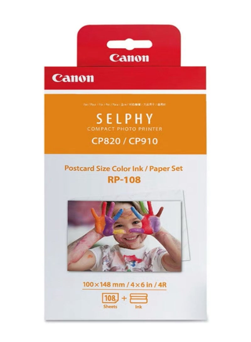 High-Capacity Colour Ink And Paper Set 108 Sheets White